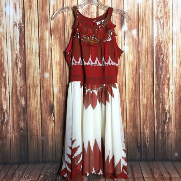 Annabella Dresses & Skirts - Annabella M Sleeveless Ruffle Aztec Swing Dress